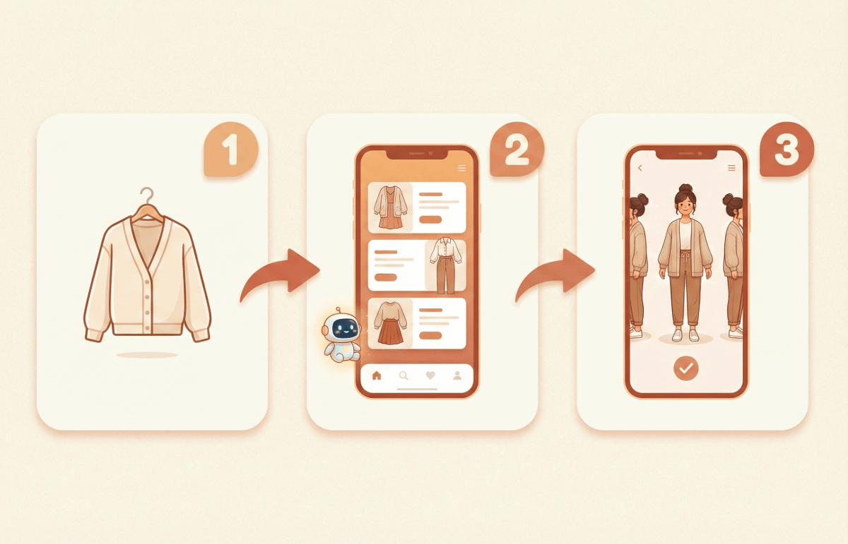 自選穿搭三步驟流程圖